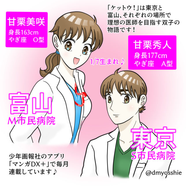 漫画『ケットウ！～糖尿病内科医・甘栗美咲～』メインキャラ紹介